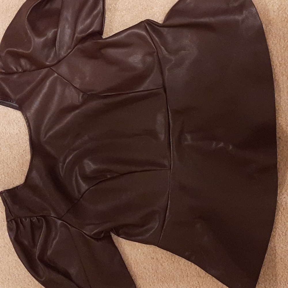 Faux Leather Peplum Top - Picture 7 of 7